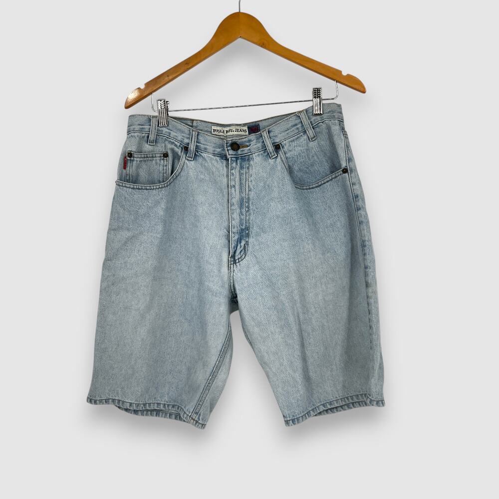 90s Vintage Bugle Boy Light Wash Denim Shorts Jorts Size 34W